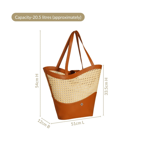 Tan Rattan Weave Beach Bag