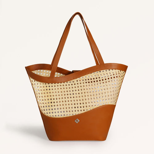 Tan Rattan Beach Bag