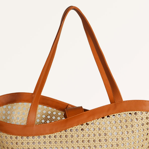 Tan Rattan Weave Beach Bag Online - Premium Tote Bag | Nestasia