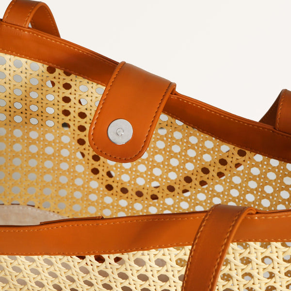 Tan Rattan Weave Beach Bag Online - Premium Tote Bag | Nestasia