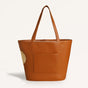 Tan Rattan Tote Bag With Back Pocket