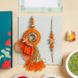 Tangerine Charm Rakhi And Lumba Gift Set