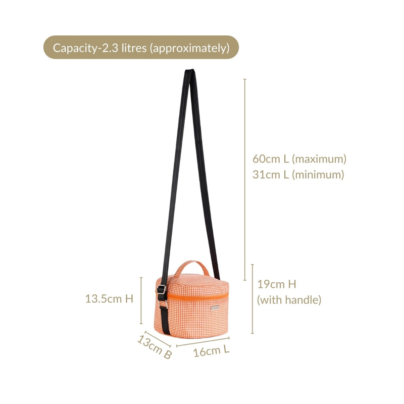 Tangerine Checked Lunch Bag With Insulation
