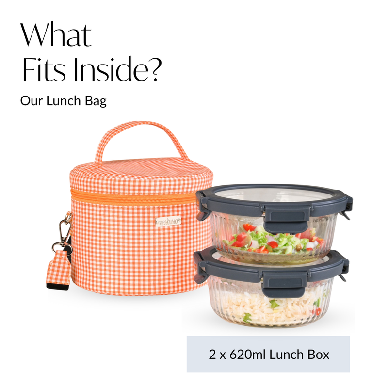 Tangerine Gingham Insulated Lunch Box Bag