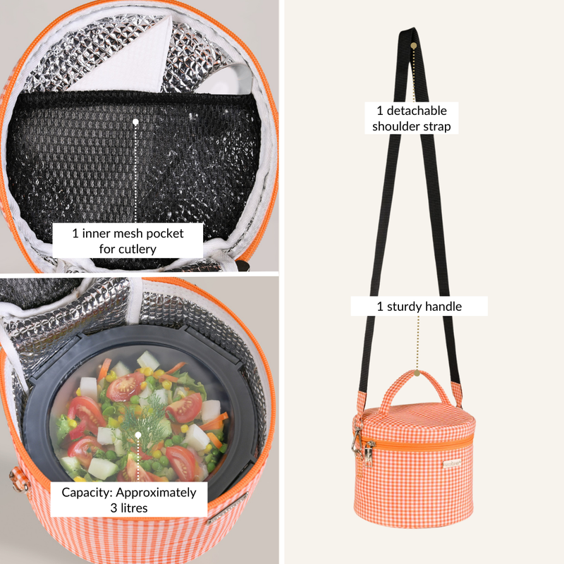 Tangerine Gingham Insulated Lunch Box Bag