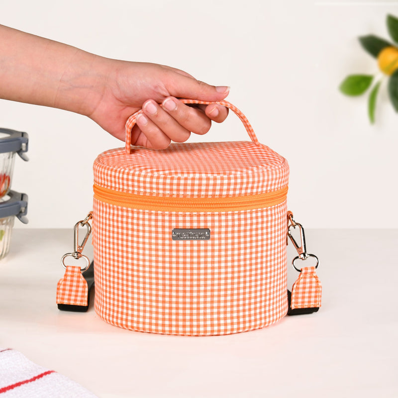 Tangerine Gingham Insulated Lunch Box Bag