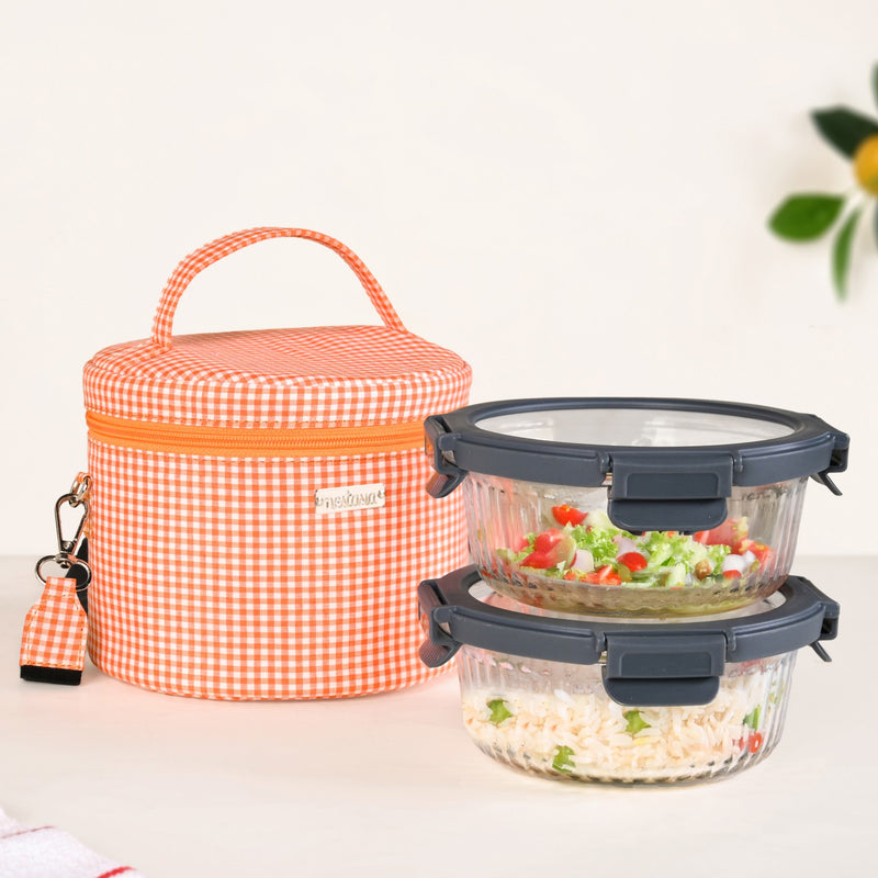 Tangerine Gingham Insulated Lunch Box Bag