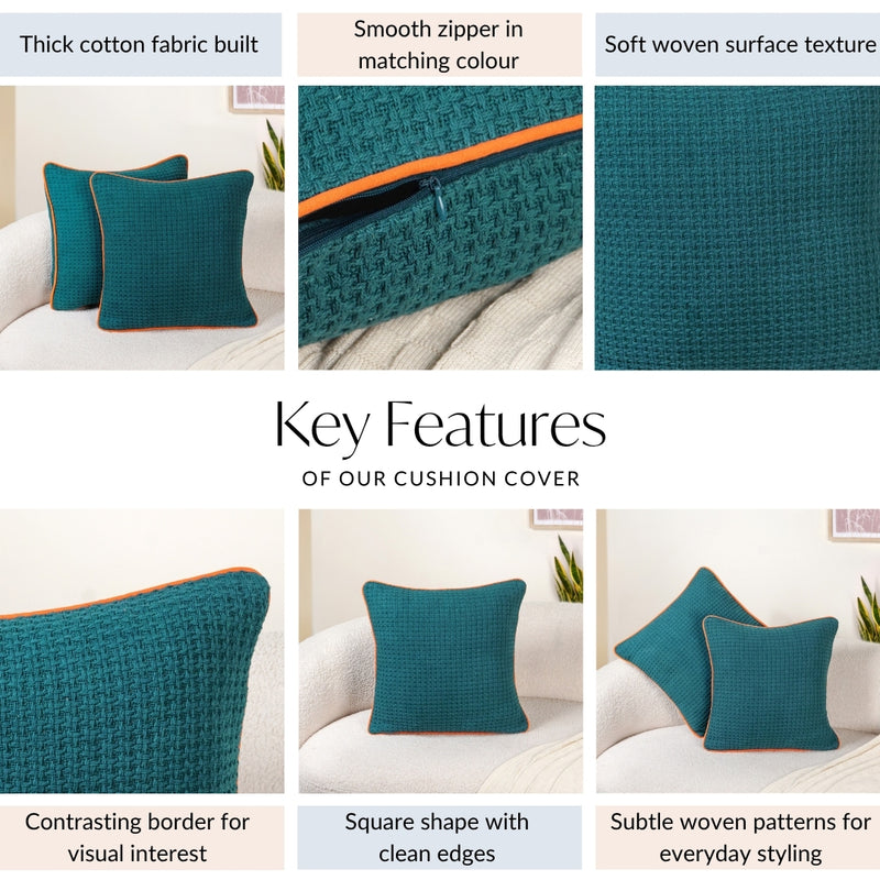 Tangerine Trim Cotton Cushion Cover Set Of 2