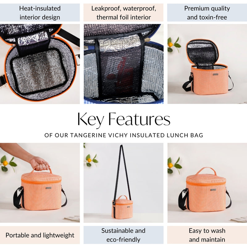 Tangerine Vichy Insulated Lunch Bag
