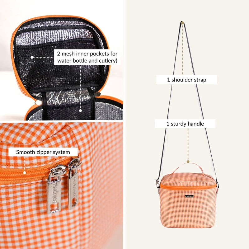 Tangerine Vichy Insulated Lunch Bag