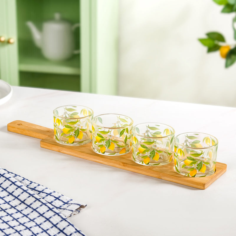 Tangy Tales Platter With Cup And Tray Set Of 5