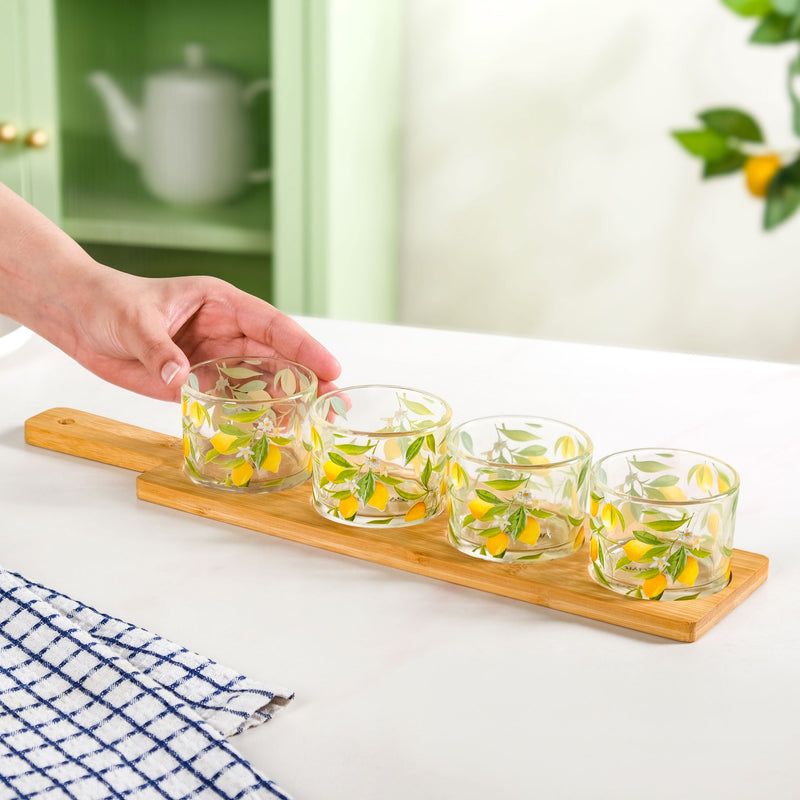 Tangy Tales Platter With Cup And Tray Set Of 5