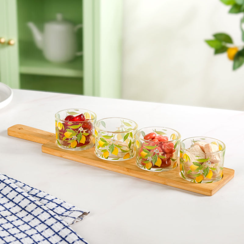 Amalfi Lemon Platter With Cup And Tray Set Of 5