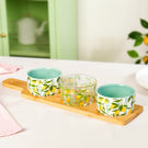 Amalfi Lemon Bowls With Bamboo Tray Set Of 4