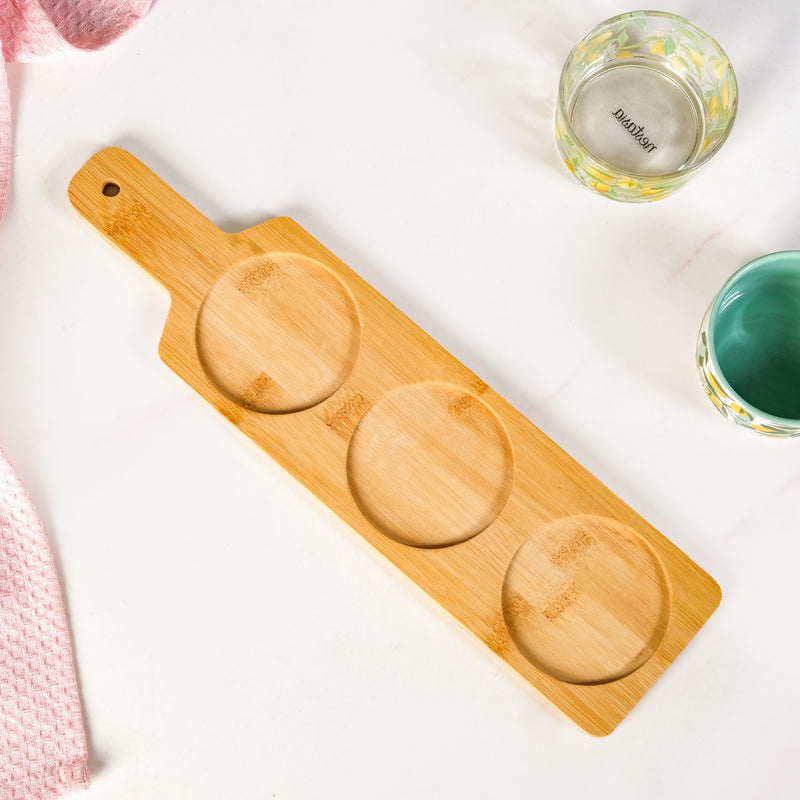 Tangy Tales Printed Bowls With Bamboo Tray Set Of 4