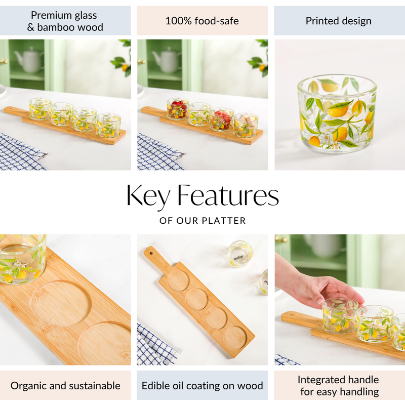 Tangy Tales Platter With Cup And Tray Set Of 5