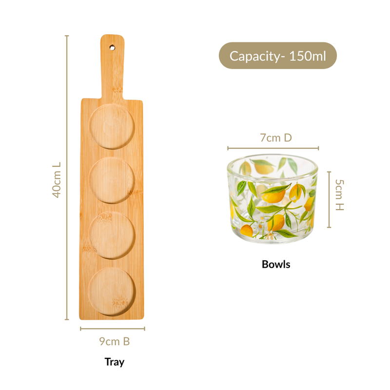 Tangy Tales Platter With Cup And Tray Set Of 5
