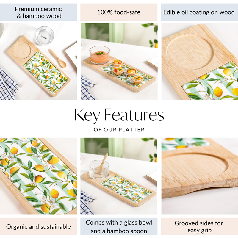 Tangy Tales Serving Platter With Bowl Spoon And Tray Set Of 3