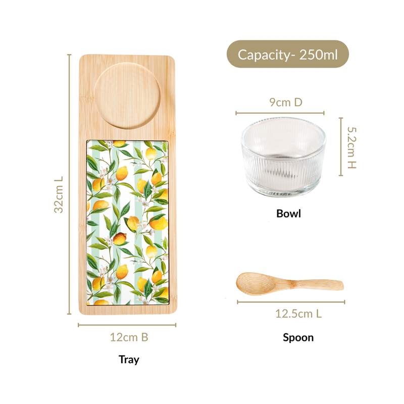 Tangy Tales Serving Platter With Bowl Spoon And Tray Set Of 3