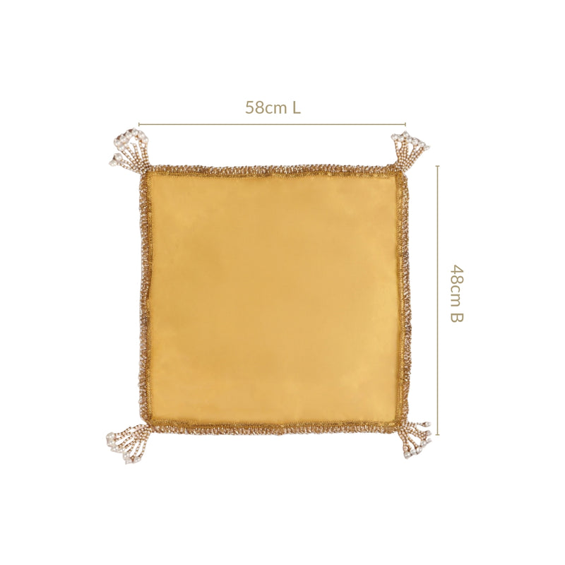 Tasselled Organza Thali Cover Yellow Set Of 2