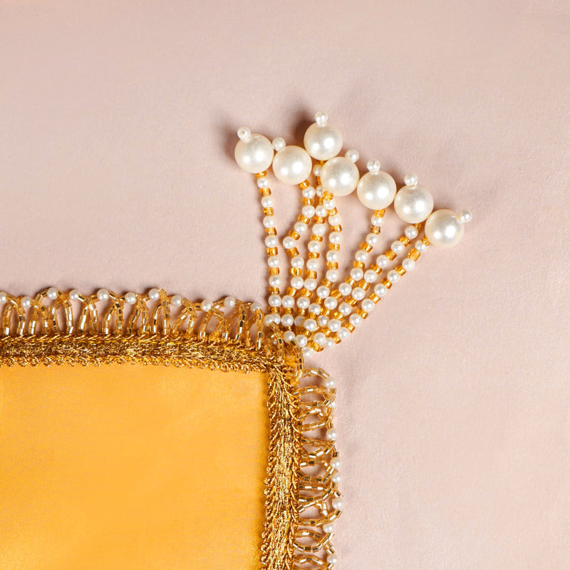 Tasselled Organza Thali Cover Yellow Set Of 2