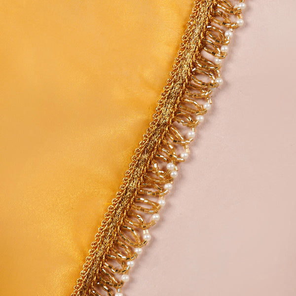 Tasselled Organza Thali Cover Yellow Set Of 2