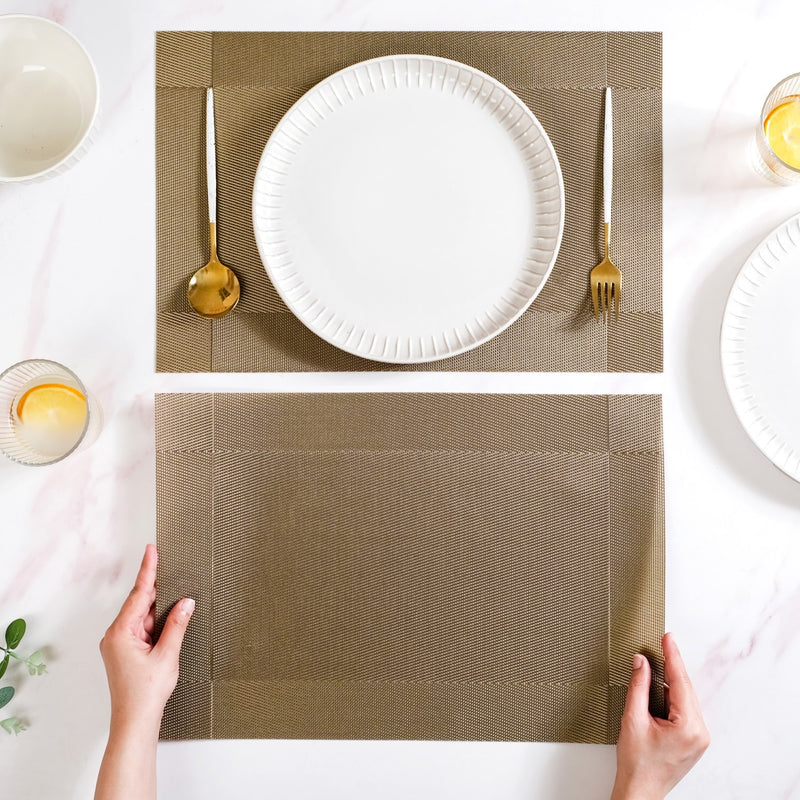 Taupe Reversible Dining Table Mats Set Of 6