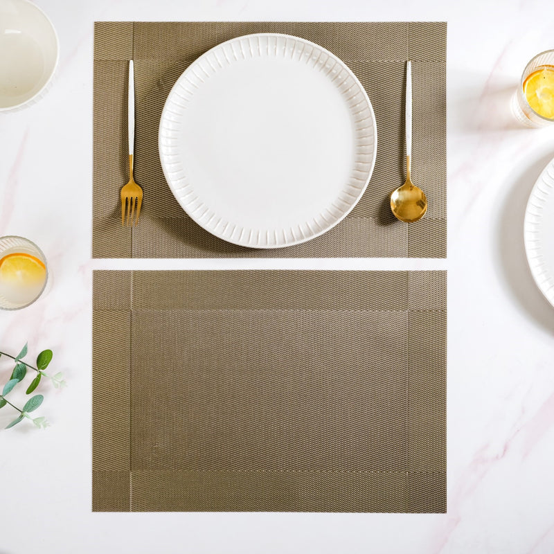 Taupe Reversible Dining Table Mats Set Of 6
