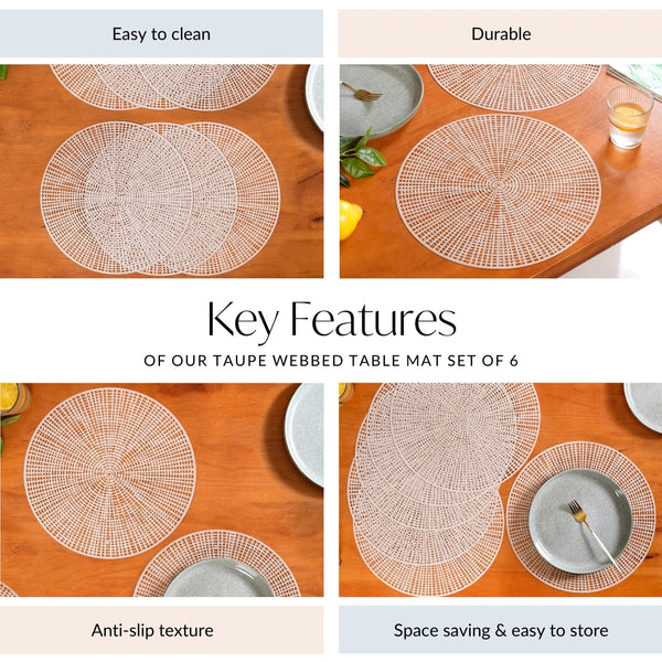 Taupe Webbed Table Mat Set Of 6