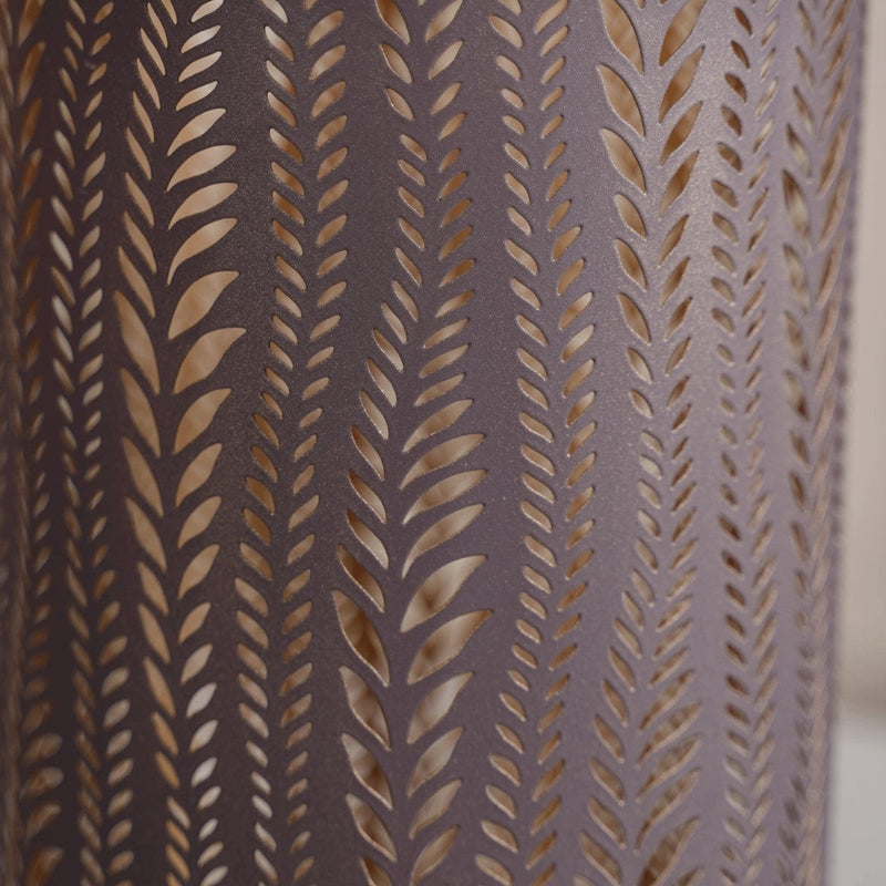 Taupe Metal Leafy Cutwork Lantern Set Of 2