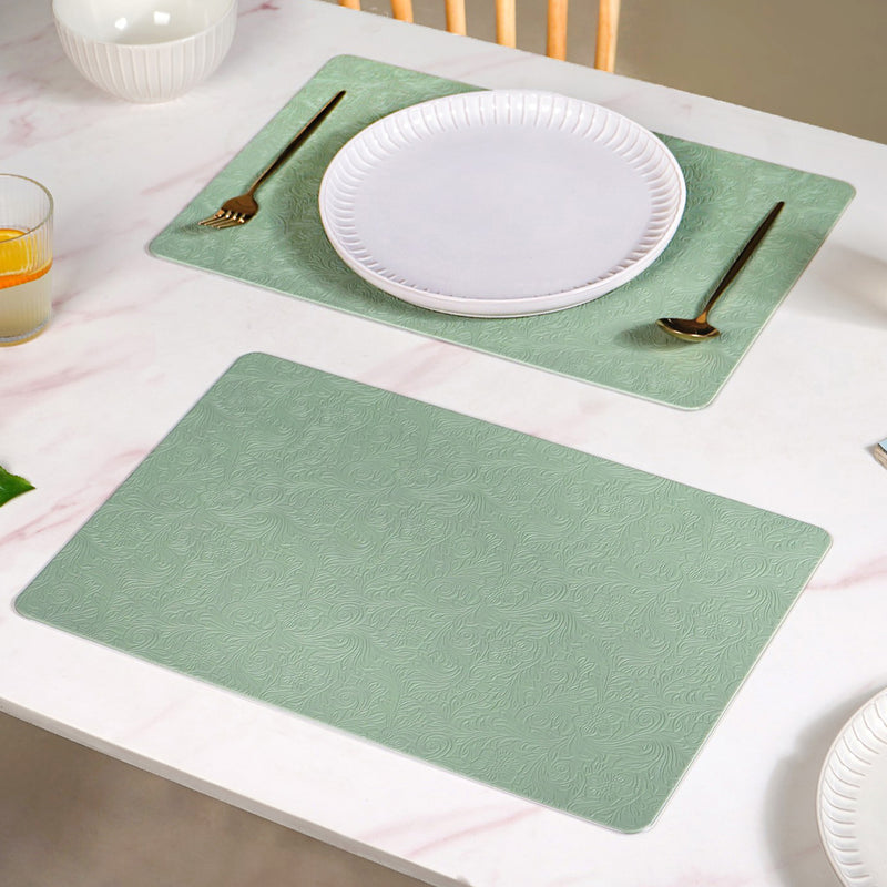 Tea Green Embossed Table Mat Set Of 6