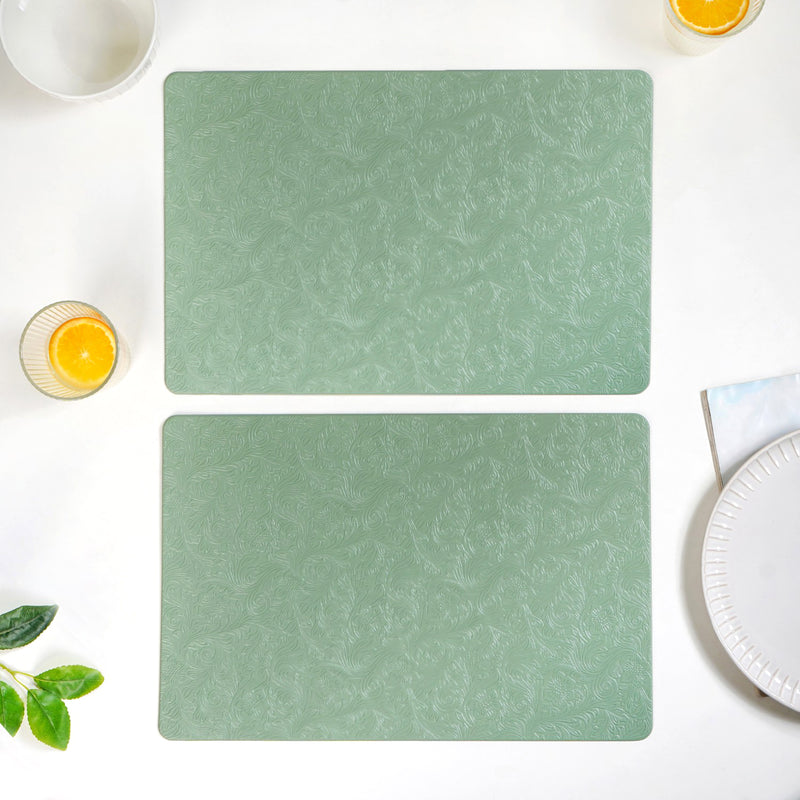 Tea Green Embossed Table Mat Set Of 6