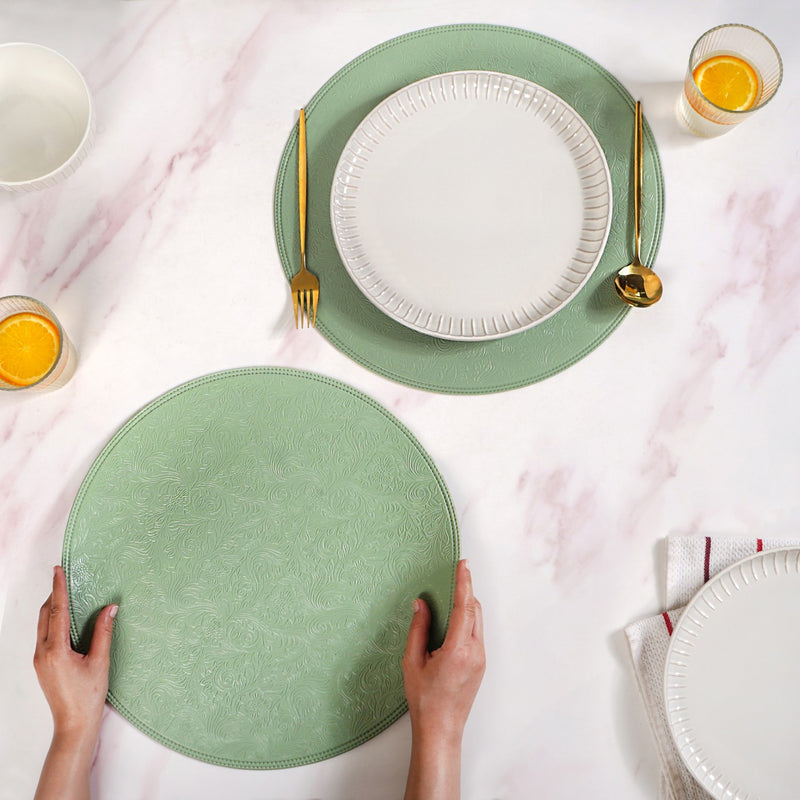 Tea Green Round Table Mat Set Of 6
