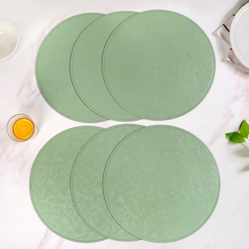 Tea Green Round Table Mat Set Of 6