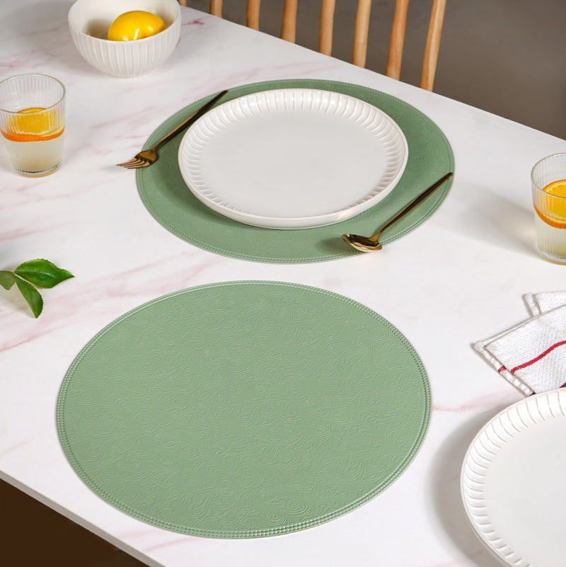 Tea Green Round Table Mat Set Of 6