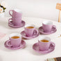 Purple Ceramic Tara Tea Cup Set Of 6 With Saucer 225ml