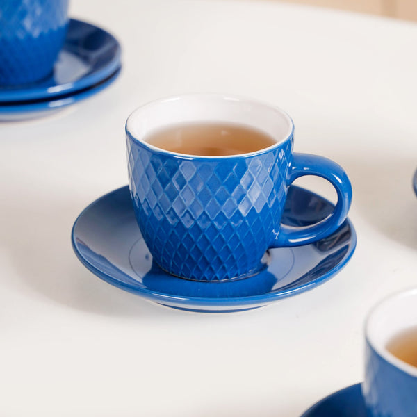 Tara Tea Cup And Saucer Set Of 6 Dark Blue 225ml