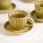 Costola Tea Cup And Saucer Set Of 4 Olive 125ml