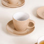 Beige Tara Ceramic Cup And Saucer Set Of 6 225ml