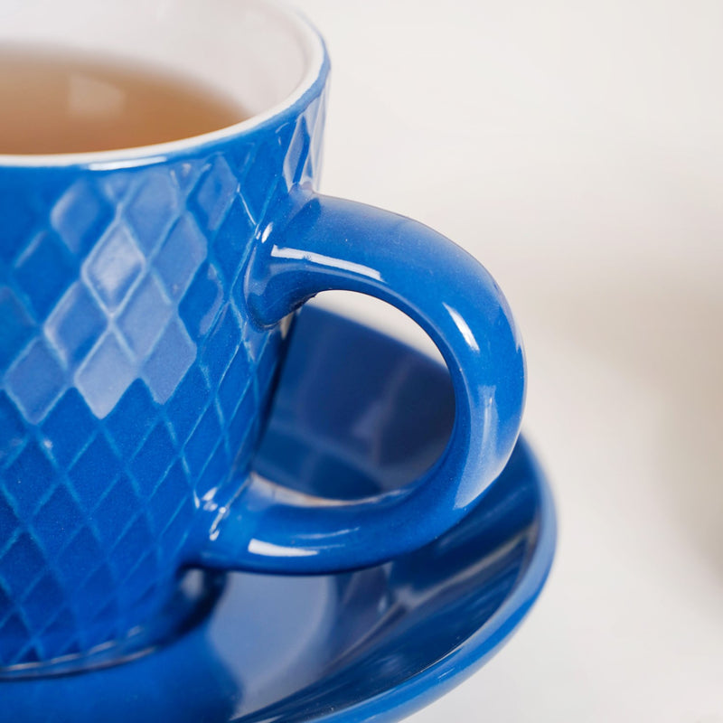 Tara Tea Cup And Saucer Set Of 6 Dark Blue 225ml