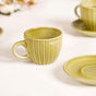 Costola Tea Cup And Saucer Set Of 4 Olive 125ml