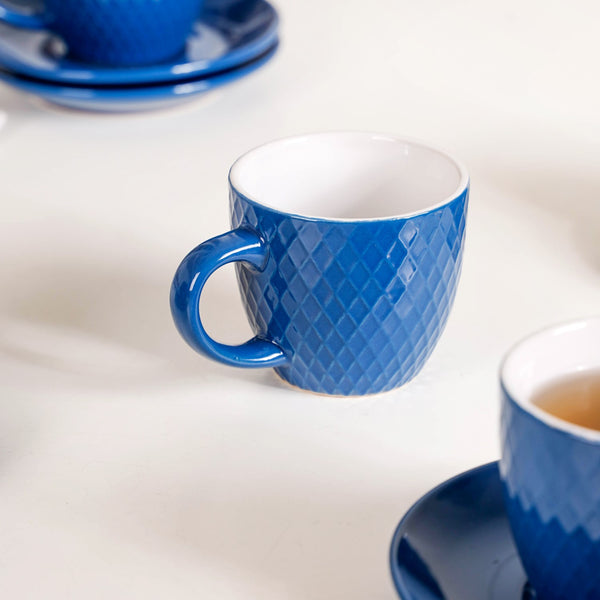 Tara Tea Cup And Saucer Set Of 6 Dark Blue 225ml