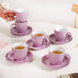 Purple Ceramic Tara Tea Cup Set Of 6 With Saucer 225ml