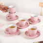 Set Of 6 Pink Tara Ceramic Tea Cup And Saucer 225ml