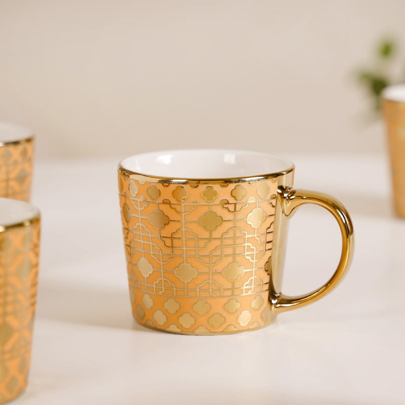 Golden Mirage Cup Set of 6 280ml - Tea cup set, coffee cup set, tea cups, coffee cups, ceramic tea cups