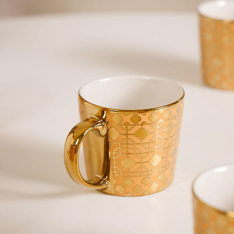 Golden Mirage Cup Set of 6 280ml - Tea cup set, coffee cup set, tea cups, coffee cups, ceramic tea cups