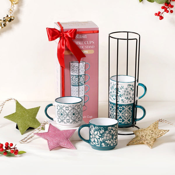 Stackable Teacup And Ornaments Gift Set Of 7