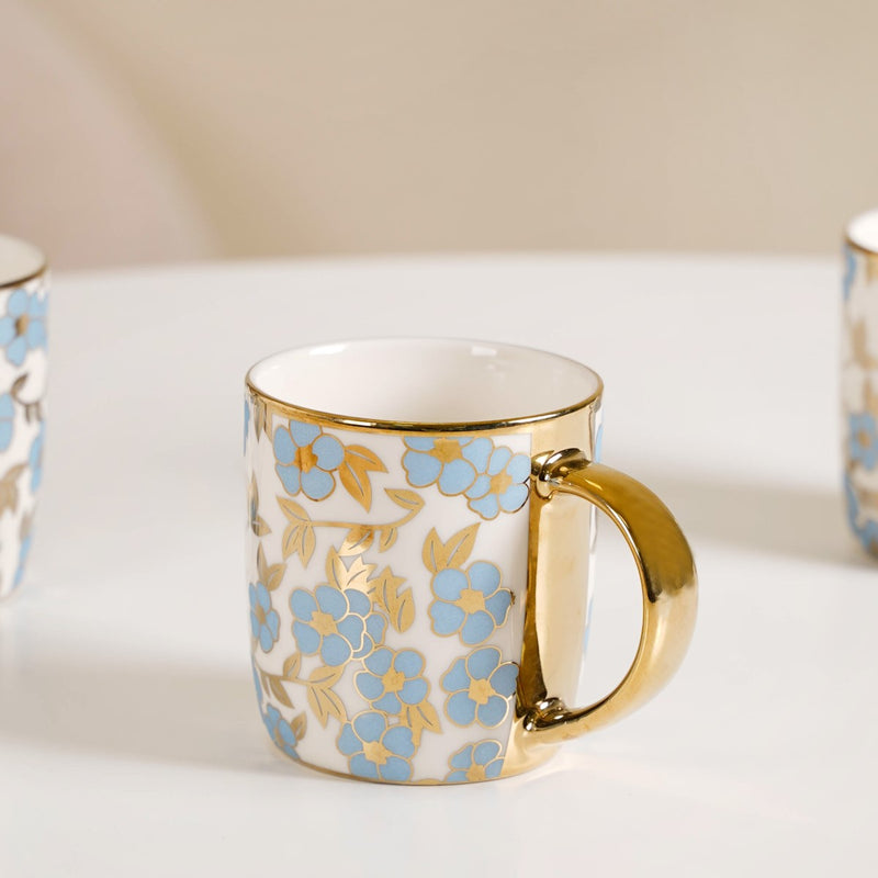 Luxe Ceramic Cup With Flower Design Set of 6 330ml - Tea cup set, coffee cup set, tea cups, coffee cups, ceramic tea cups
