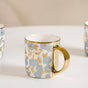 Luxe Ceramic Cup With Flower Design Set of 6 330ml - Tea cup set, coffee cup set, tea cups, coffee cups, ceramic tea cups