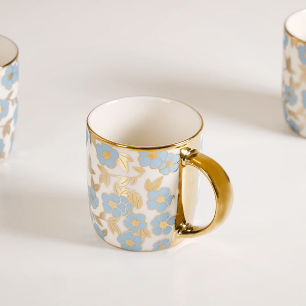 Luxe Ceramic Cup With Flower Design Set of 6 330ml